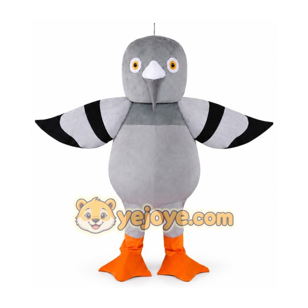 Gray Pigeon Mascot Costume with Orange Feet