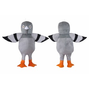 Gray Pigeon Mascot Costume with Orange Feet