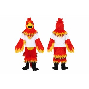 Red and Yellow Bird Mascot Costume with White Shirt