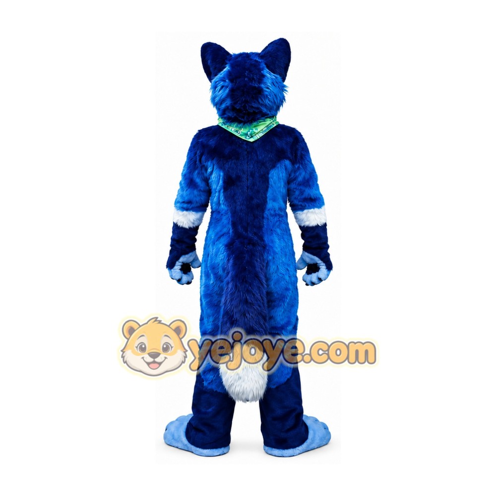 Blue and White Fox Mascot Costume