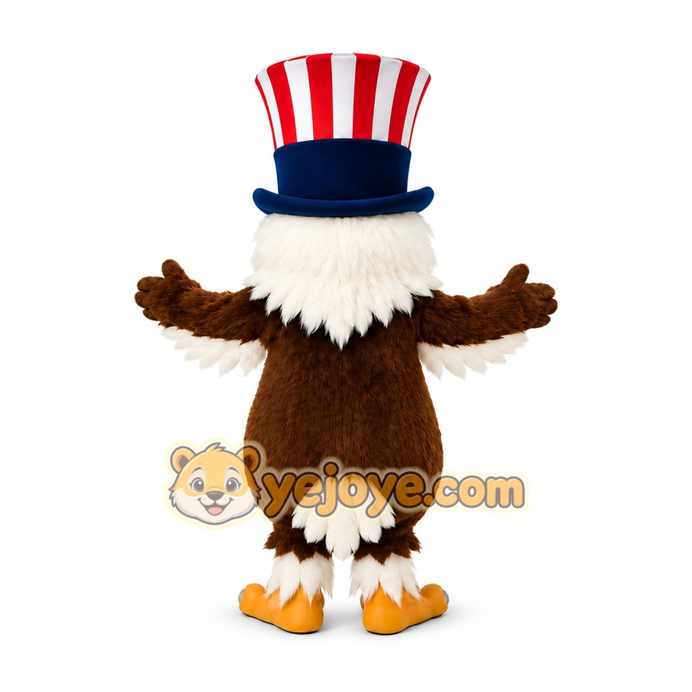 Brown Eagle Mascot Costume with Patriotic Hat Brown Eagle Mascot Costume with Patriotic Hat