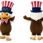 Brown Eagle Mascot Costume with Patriotic Hat
