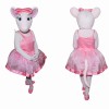 White Mouse Mascot Costume with Pink Dress