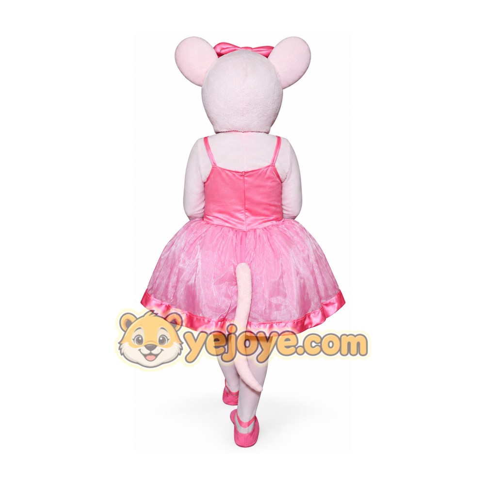White Mouse Mascot Costume with Pink Dress