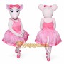 White Mouse Mascot Costume with Pink Dress