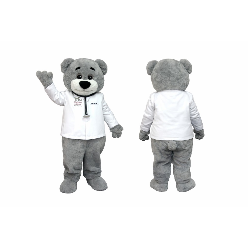 Gray Doctor Bear Mascot Costume