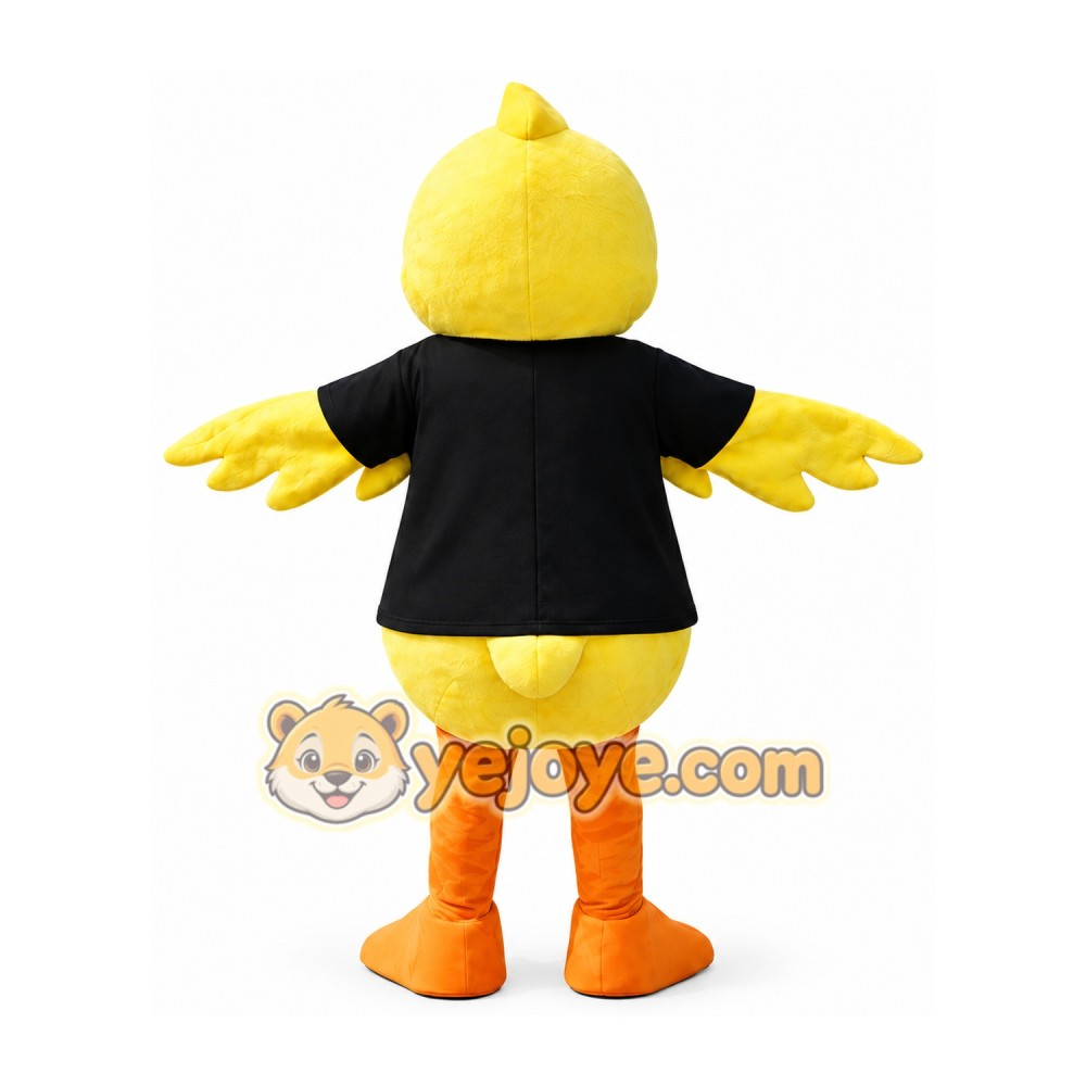 Yellow Duck Mascot Costume with Black Shirt Yellow Duck Mascot Costume with Black Shirt