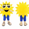Yellow Sun Mascot Costume with Sunglasses