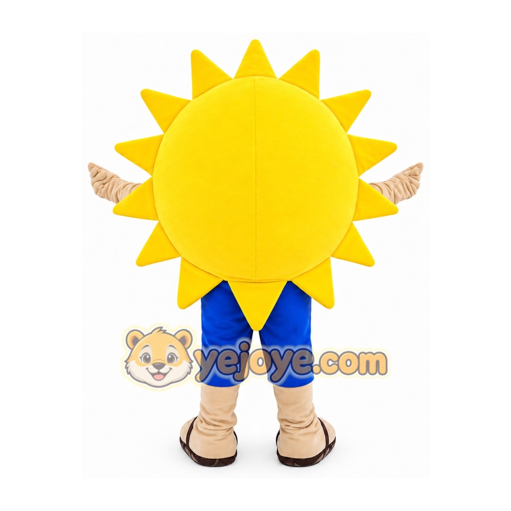 Yellow Sun Mascot Costume with Sunglasses Yellow Sun Mascot Costume with Sunglasses