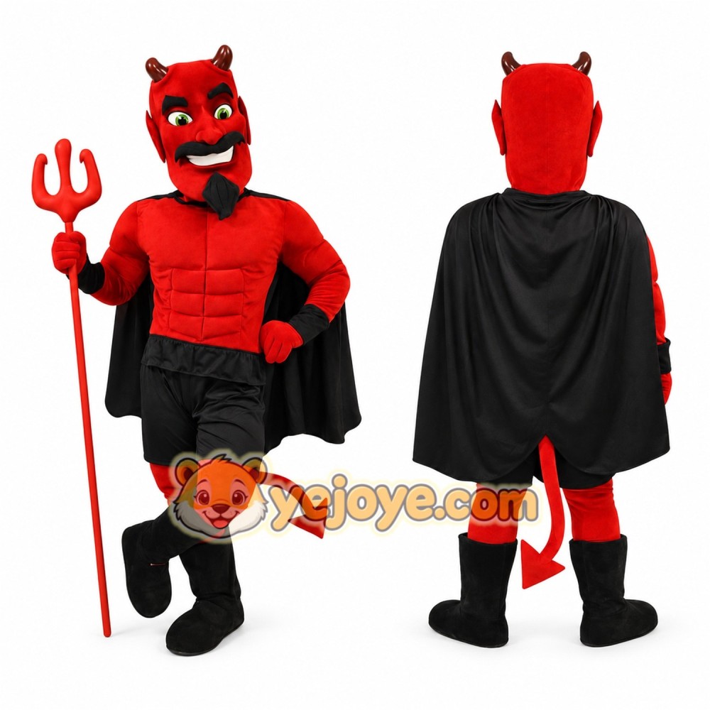 Red Devil Mascot Costume with Trident