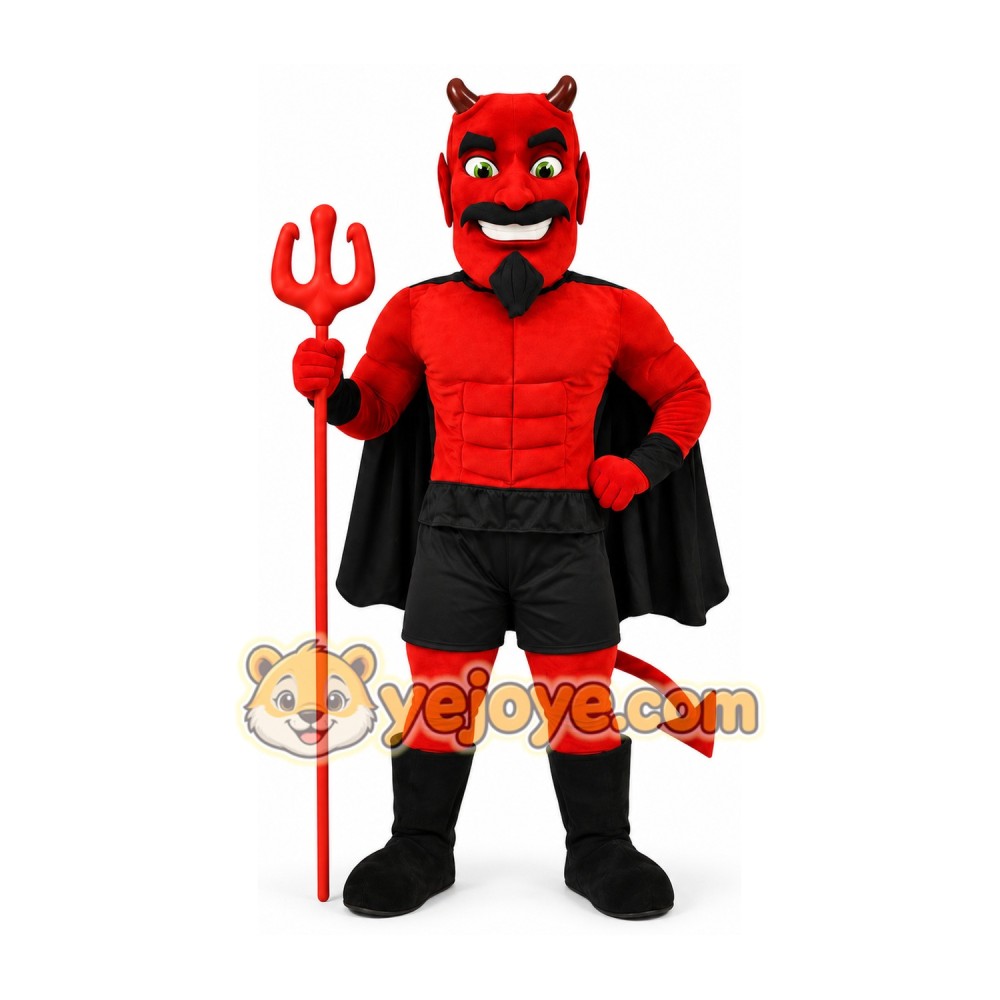 Red Devil Mascot Costume with Trident
