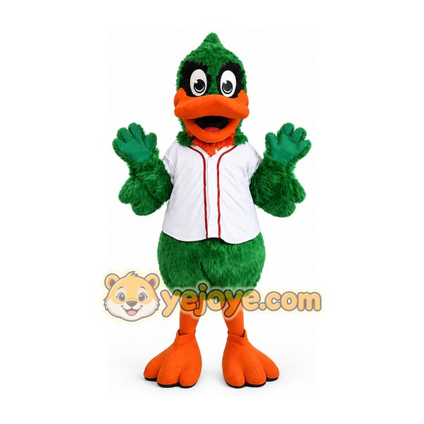 Green Duck Mascot Costume with White Jersey Green Duck Mascot Costume with White Jersey