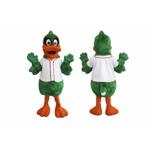 Green Duck Mascot Costume with White Jersey