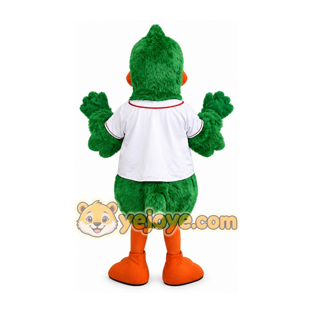 Green Duck Mascot Costume with White Jersey