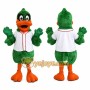 Green Duck Mascot Costume with White Jersey
