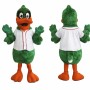 Green Duck Mascot Costume with White Jersey