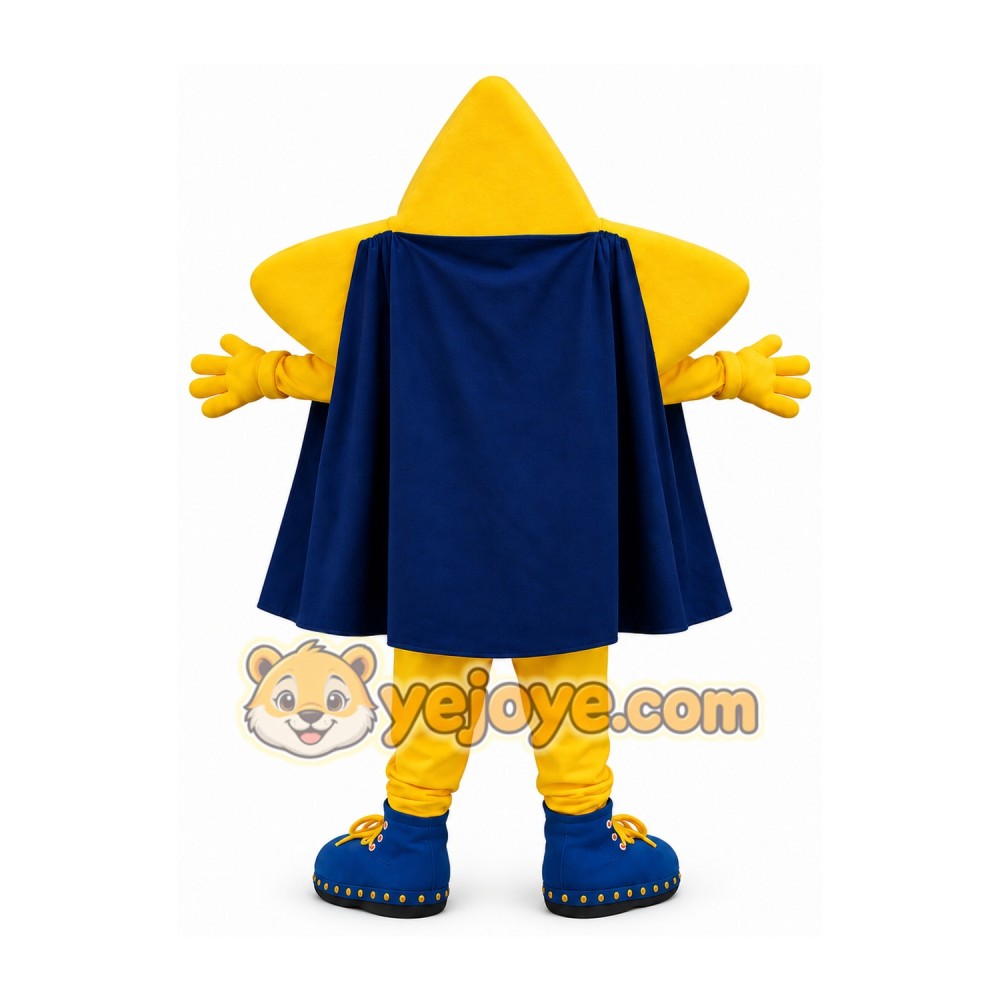Yellow Star Mascot Costume with Blue Cape