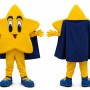 Yellow Star Mascot Costume with Blue Cape