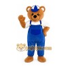 Brown Bear Mascot Costume with Blue Overalls Brown Bear Mascot Costume with Blue Overalls