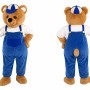 Brown Bear Mascot Costume with Blue Overalls