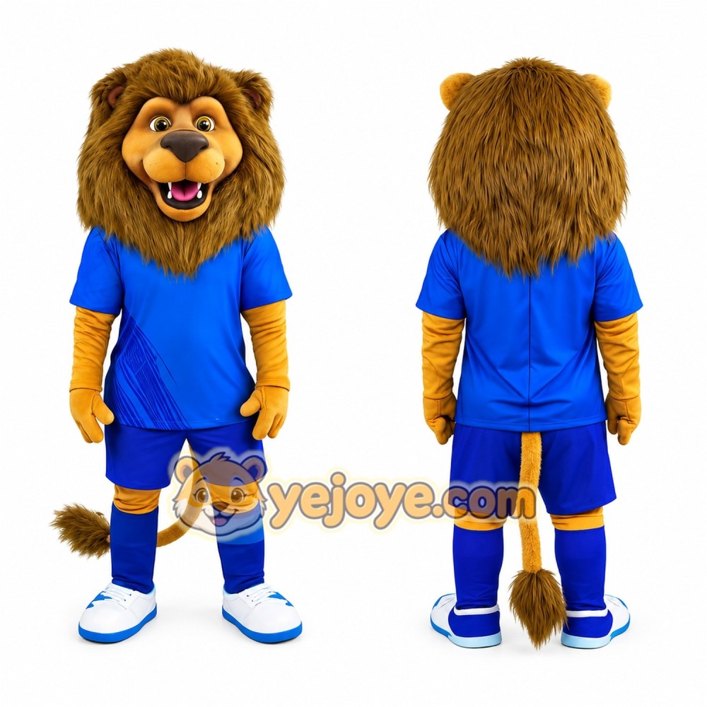 Blue Lion Mascot Soccer Costume Blue Lion Mascot Soccer Costume