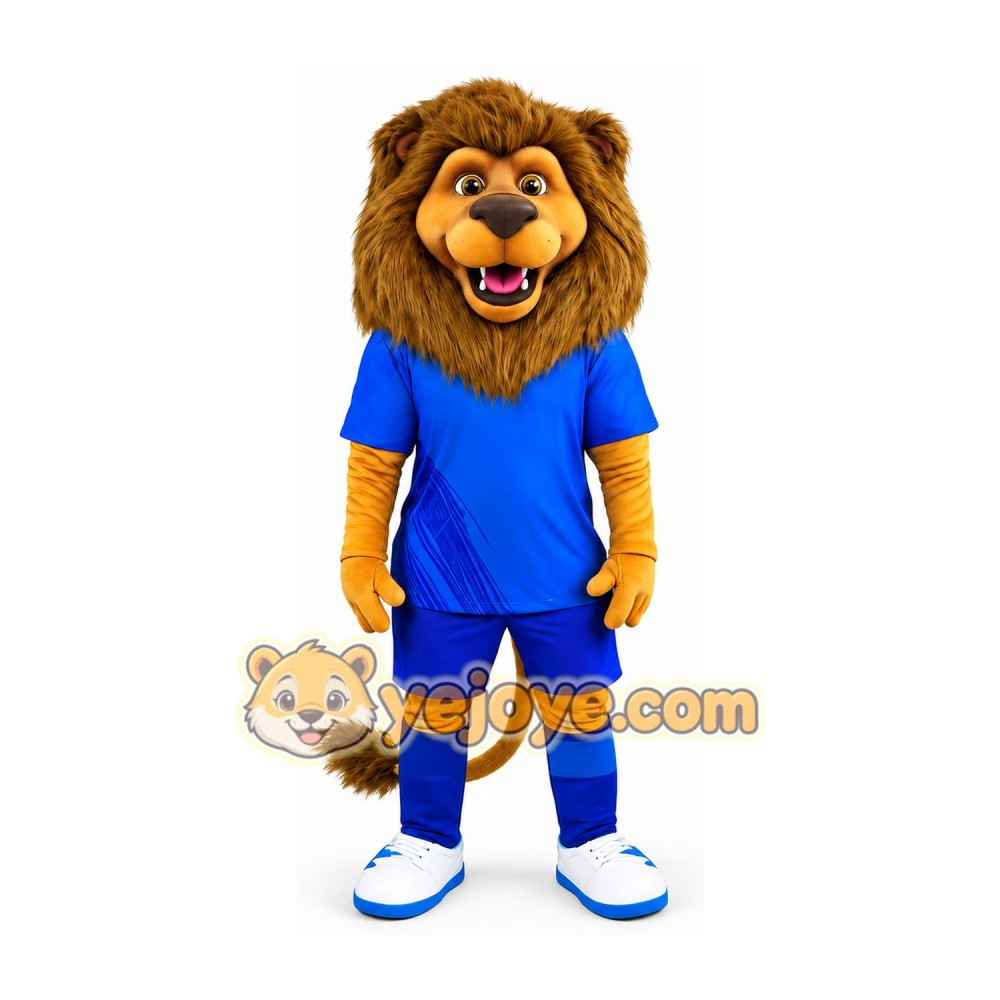 Blue Lion Mascot Soccer Costume Blue Lion Mascot Soccer Costume