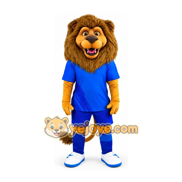 Blue Lion Mascot Soccer Costume