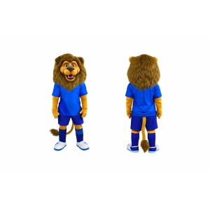 Blue Lion Mascot Soccer Costume