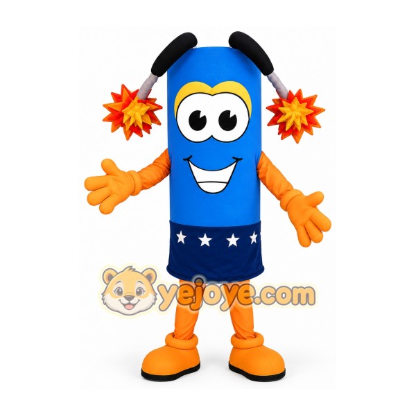 Blue Firecracker Mascot Costume