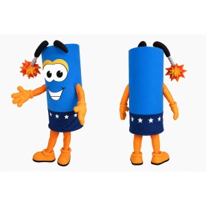 Blue Firecracker Mascot Costume