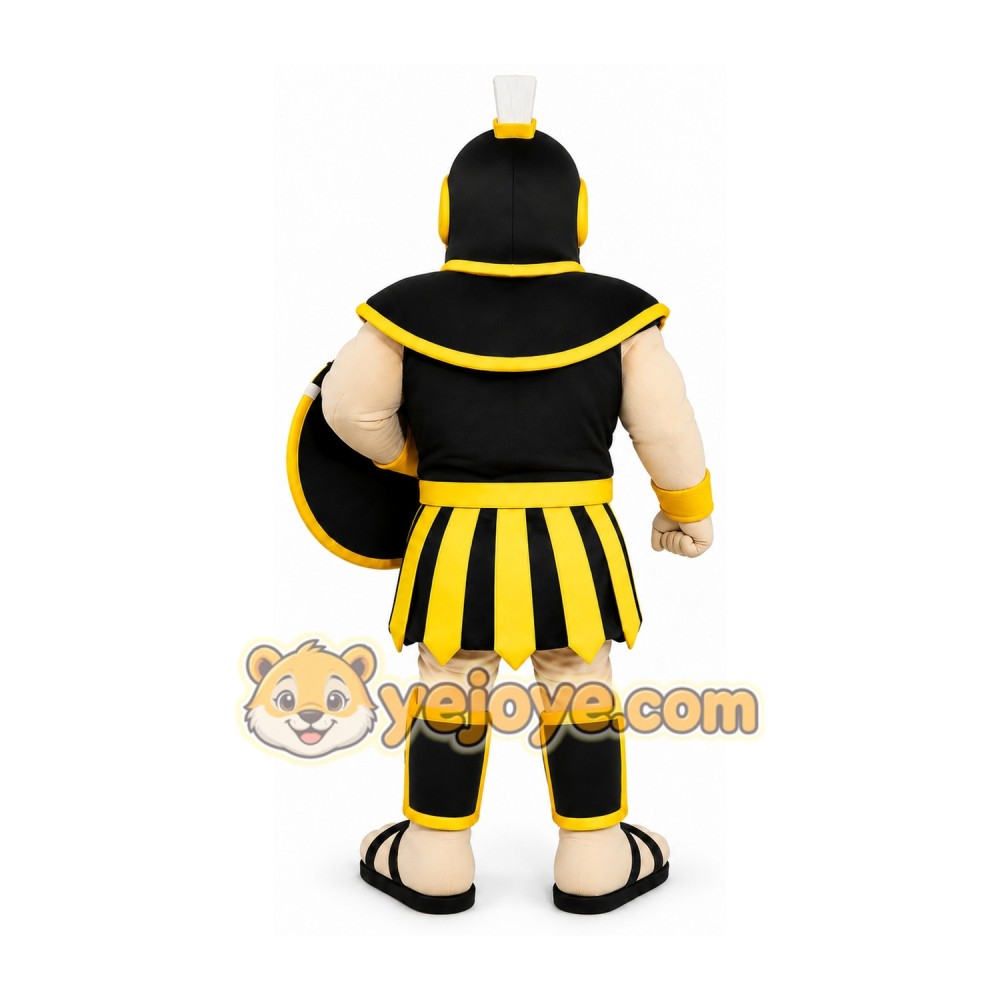 Black and Yellow Warrior Mascot Costume Black and Yellow Warrior Mascot Costume