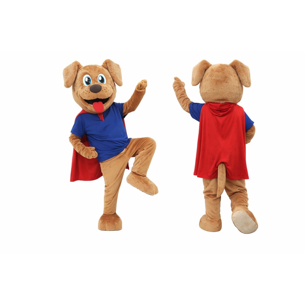 Tan Dog Superhero Mascot Costume