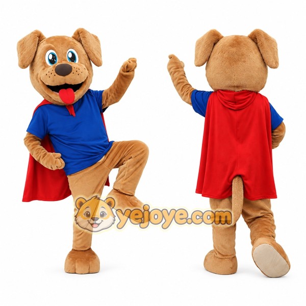Tan Dog Superhero Mascot Costume
