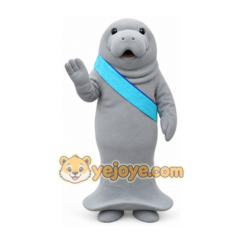 Light Gray Manatee Mascot Costume Light Gray Manatee Mascot Costume