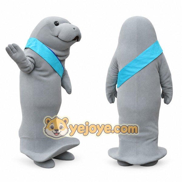 Light Gray Manatee Mascot Costume
