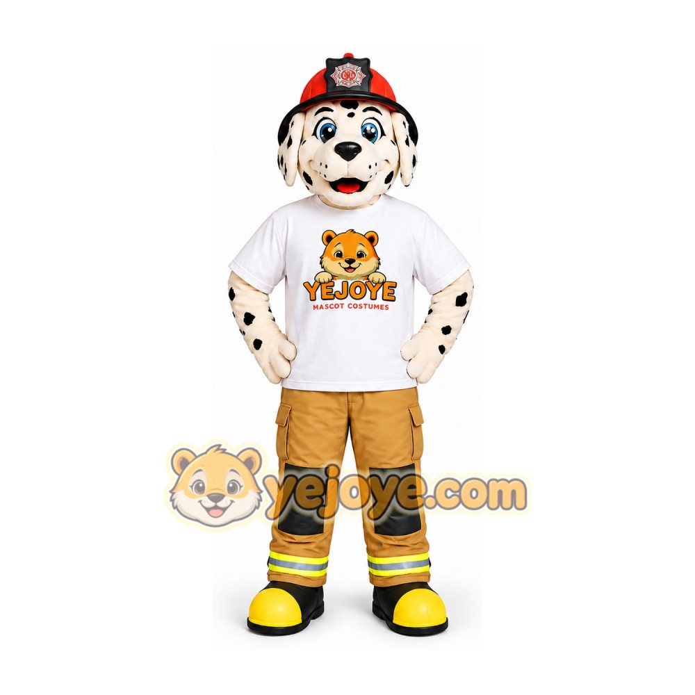 White Dalmatian Firefighter Mascot Costume White Dalmatian Firefighter Mascot Costume
