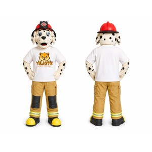 White Dalmatian Firefighter Mascot Costume
