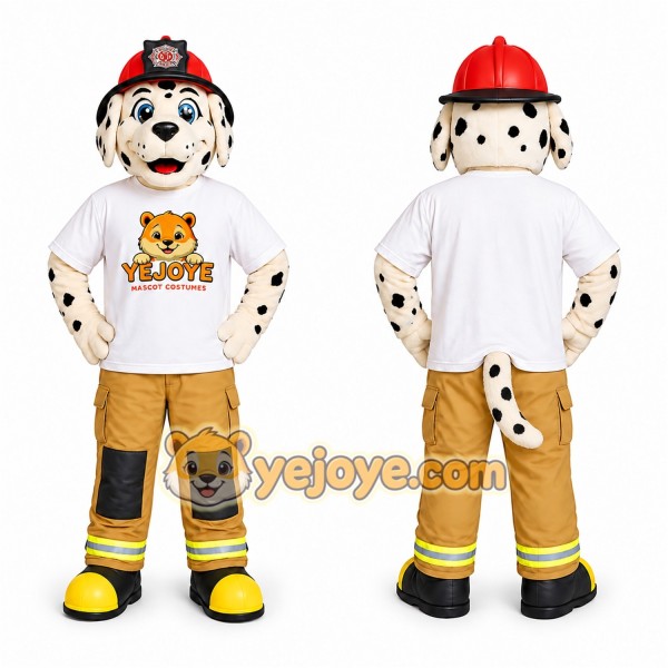White Dalmatian Firefighter Mascot Costume