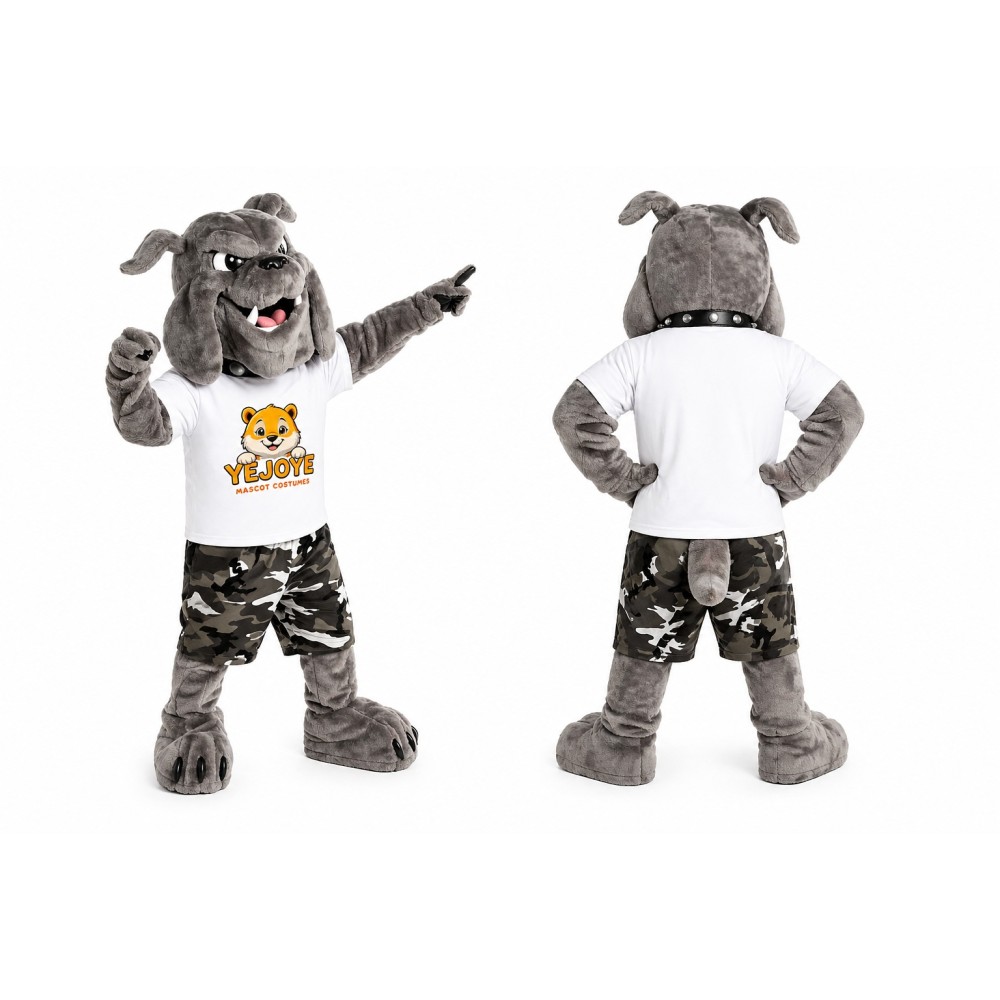 Gray Bulldog Mascot Costume