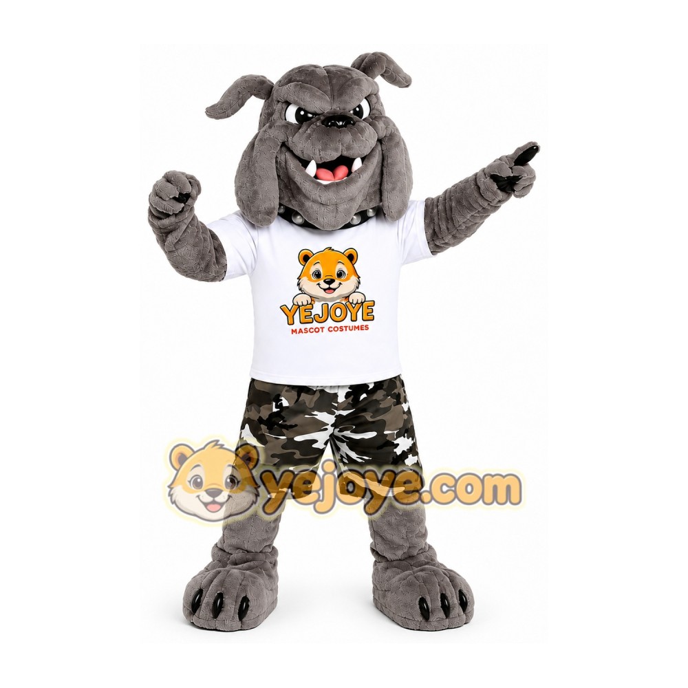 Gray Bulldog Mascot Costume Gray Bulldog Mascot Costume