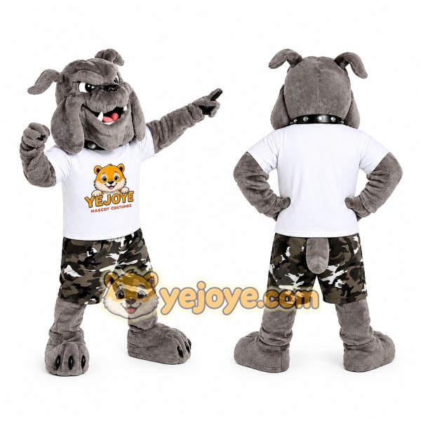 Gray Bulldog Mascot Costume