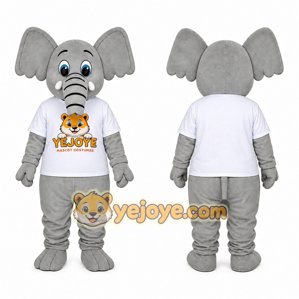 Light Gray Elephant Mascot Costume Light Gray Elephant Mascot Costume