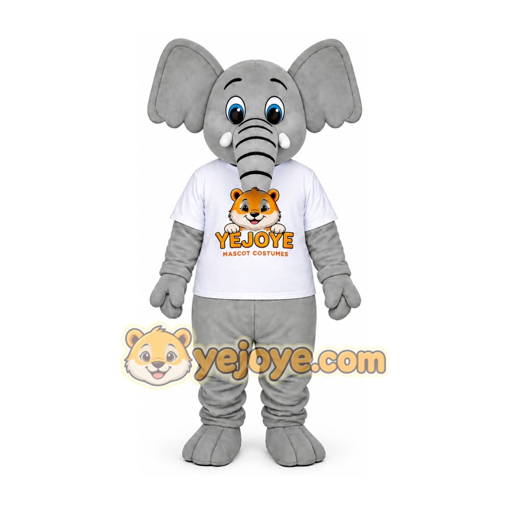 Light Gray Elephant Mascot Costume Light Gray Elephant Mascot Costume