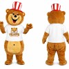 Brown Bear Mascot Costume with Red White Hat