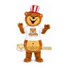 Brown Bear Mascot Costume with Red White Hat Brown Bear Mascot Costume with Red White Hat