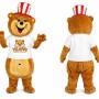 Brown Bear Mascot Costume with Red White Hat
