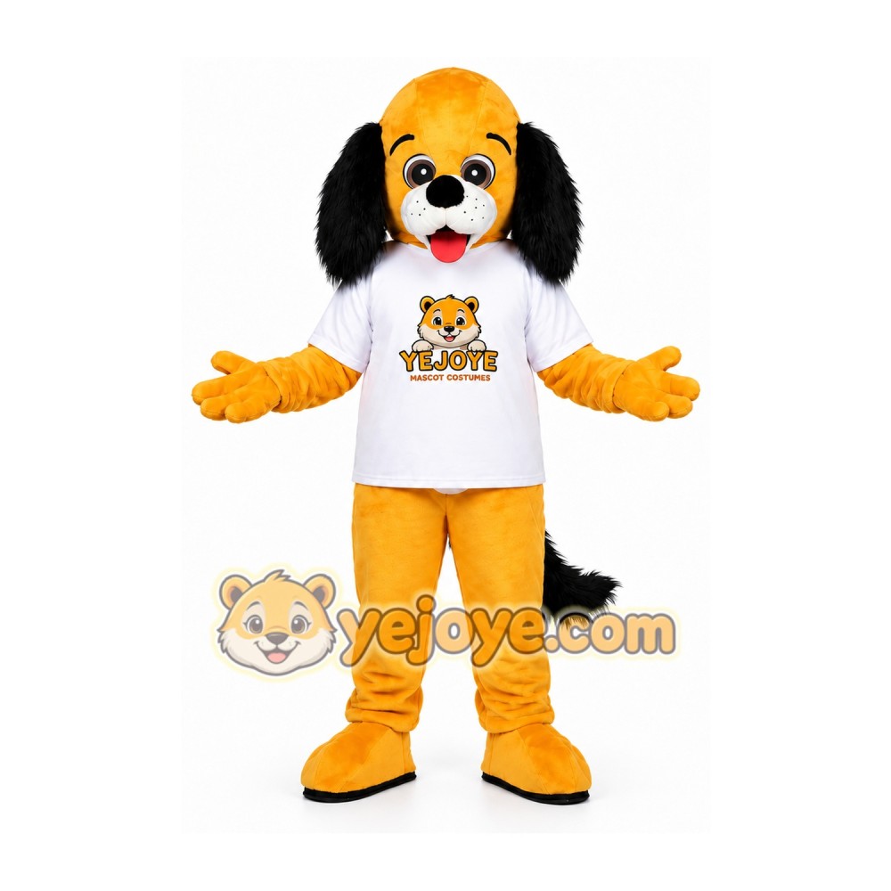 Yellow Dog Mascot Costume with Black Ears Yellow Dog Mascot Costume with Black Ears