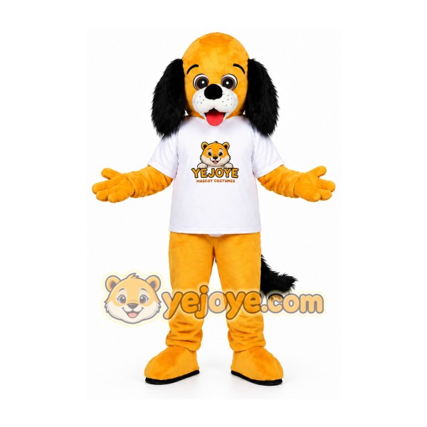 Yellow Dog Mascot Costume with Black Ears Yellow Dog Mascot Costume with Black Ears
