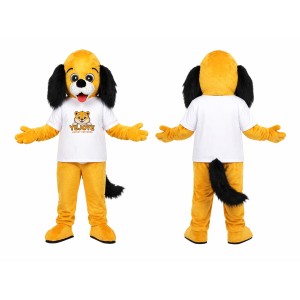 Yellow Dog Mascot Costume with Black Ears