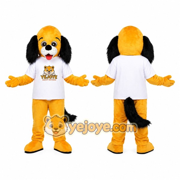 Yellow Dog Mascot Costume with Black Ears